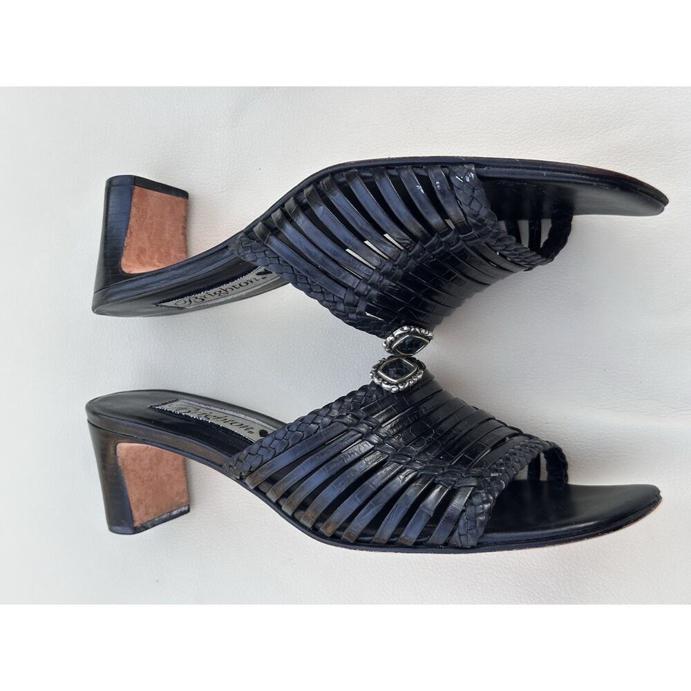 Brighton Freddi Womens Black Leather Slide Block Heel Sandal Shoe - Size 6.5M - Picture 6 of 11